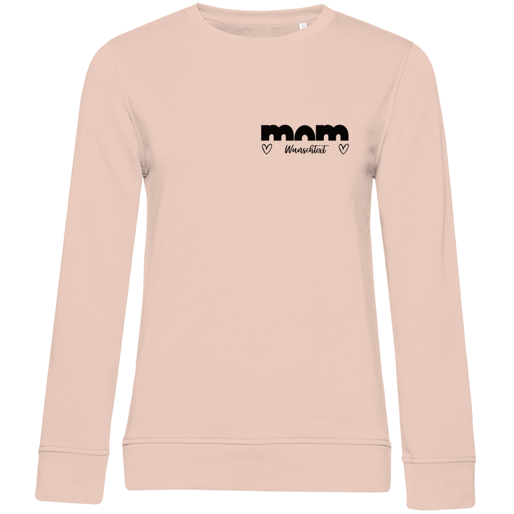 Damen Sweatshirt „mom True“ aus Bio-Baumwolle in Rosa – personalisierbarer, moderner Print für stilbewusste Mamas