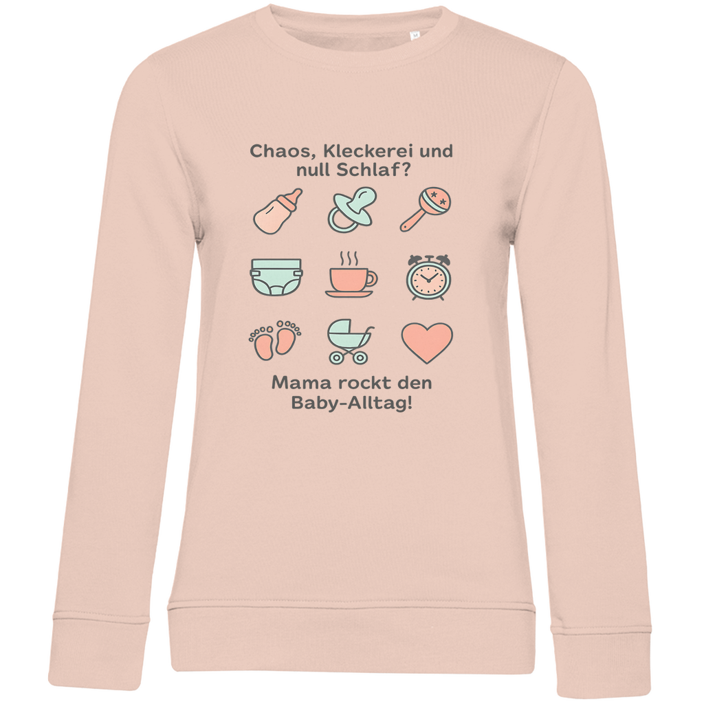 Damen Sweatshirt "Momlife Masterclass" in Rosa / Altrosa – weicher Pullover mit Mama-Print & Baby-Icons für den Familienalltag. Ideal als Geschenk zu Mamas Geburtstag oder zum Muttertag.