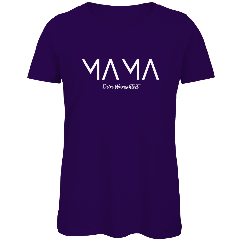 Damen T-Shirt „MAMA Bright“ aus Bio-Baumwolle in Lila – personalisierbarer Weiß-Print für stolze Mamas