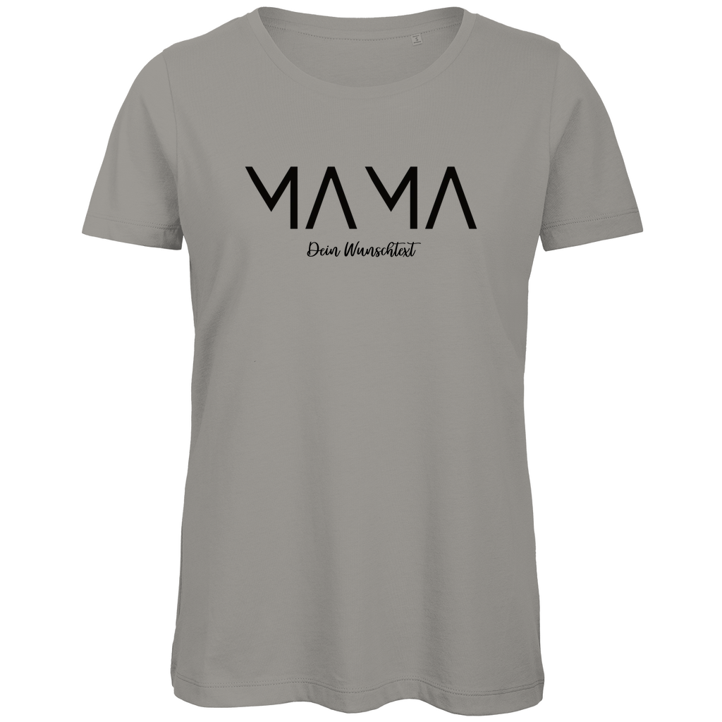 Damen T-Shirt „MAMA Lines“ aus Bio-Baumwolle in Grau – minimalistisches modernes Design mit personalisierbarem Wunschtext für moderne Mamas