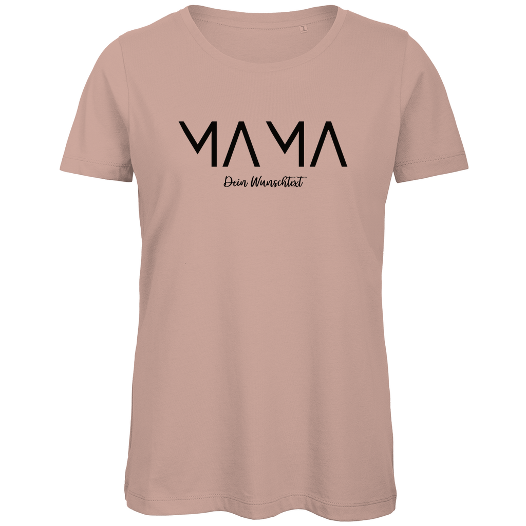 Damen T-Shirt „MAMA Lines“ aus Bio-Baumwolle in Rosa – minimalistisches modernes Design mit personalisierbarem Wunschtext für moderne Mamas