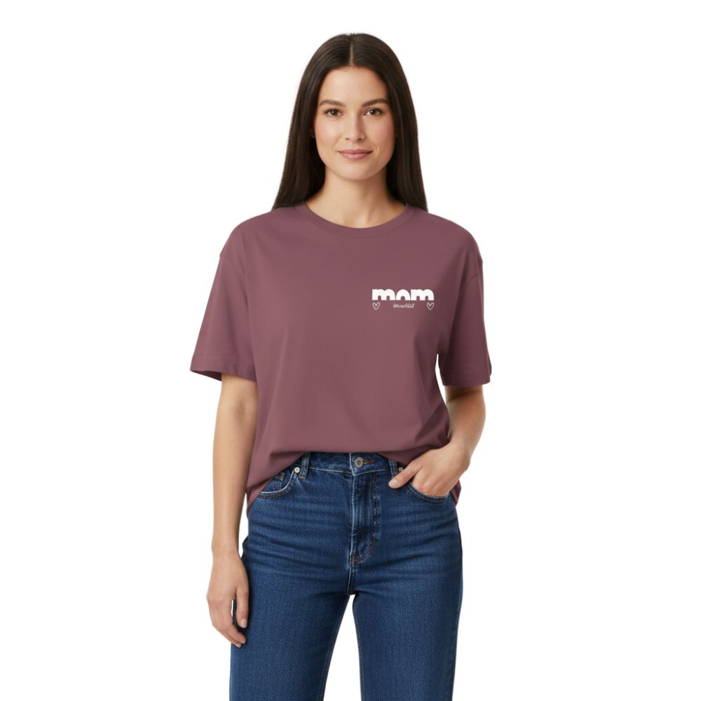 PREMIUM Oversize Mama Shirt (240 g/m²) "MOM BRIGHT" | Personalisiert 100% Bio-Baumwolle