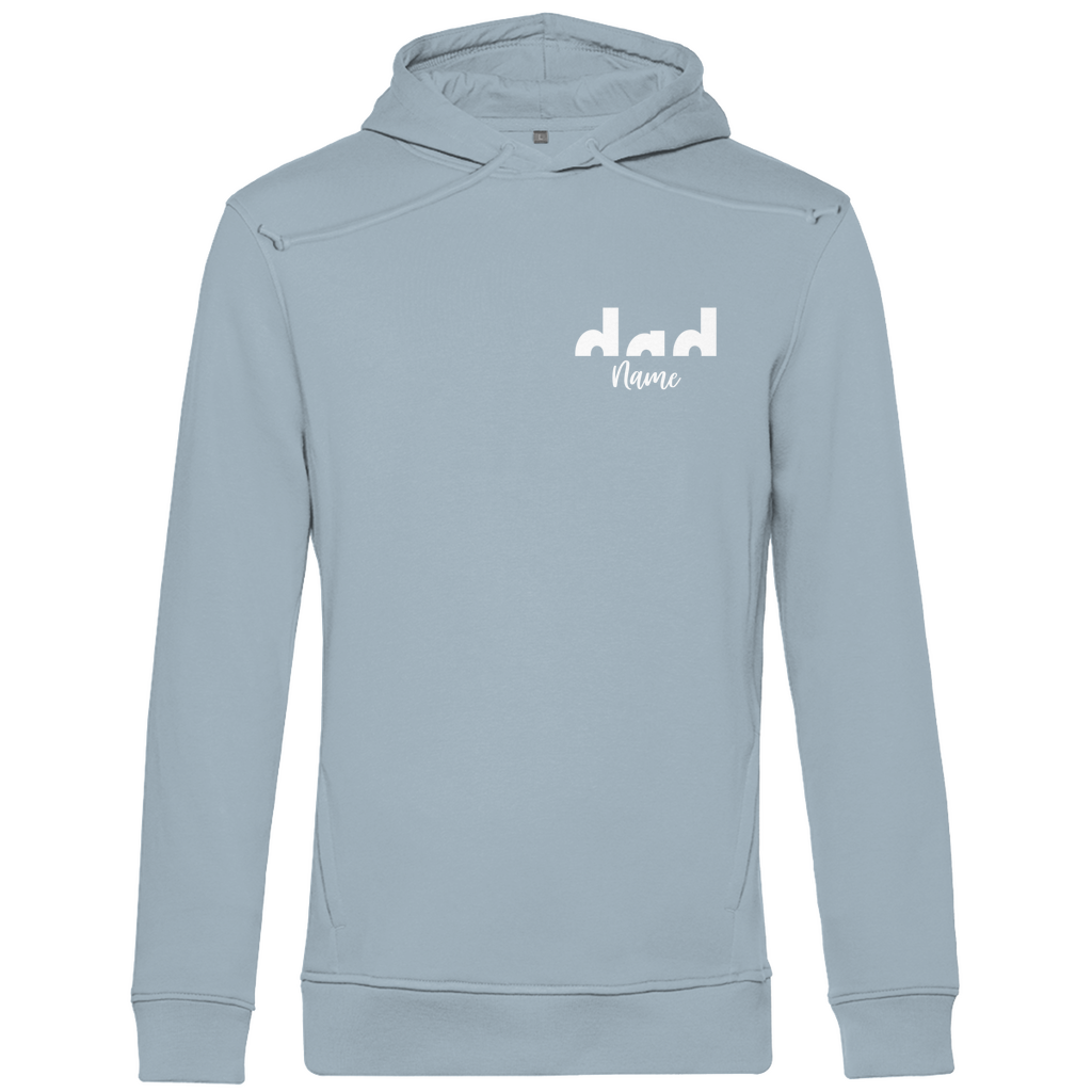 Hoodie Herren – Proud Dad Design aus Bio-Baumwolle, personalisierbar mit den Namen deiner Kinder, in Farbe Hellblau