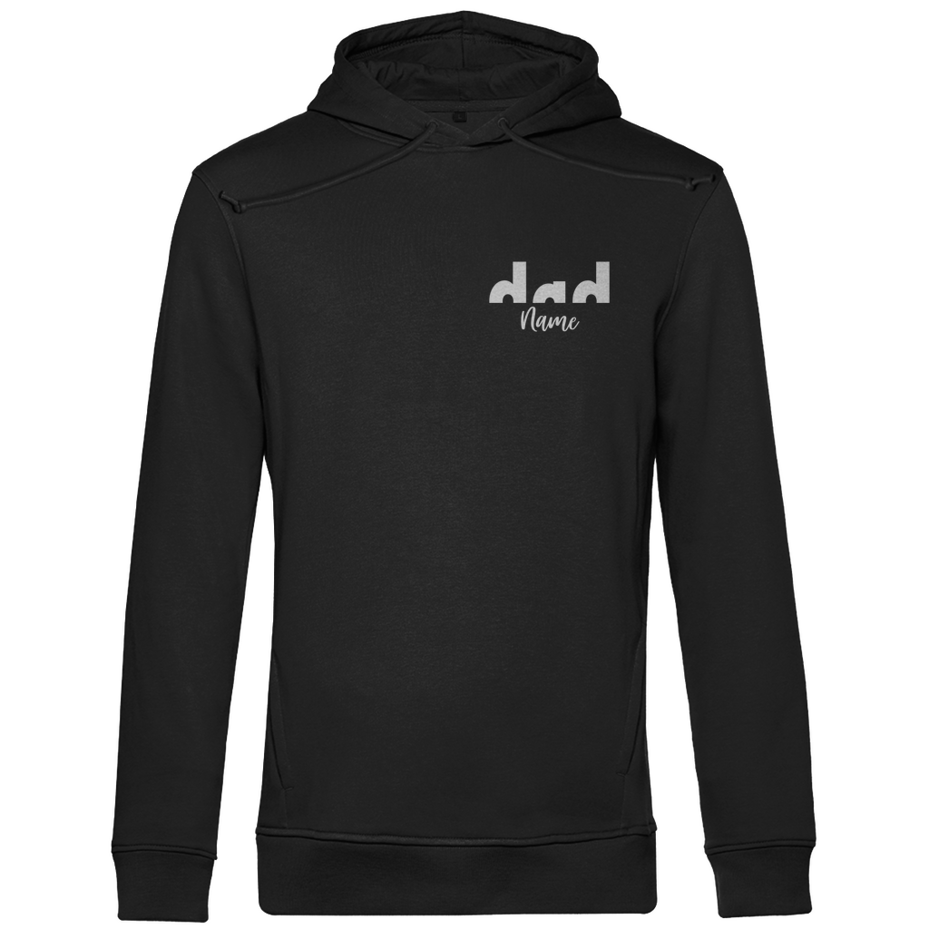 Hoodie Herren – Proud Dad Design aus Bio-Baumwolle, personalisierbar mit den Namen deiner Kinder, in Farbe Schwarz