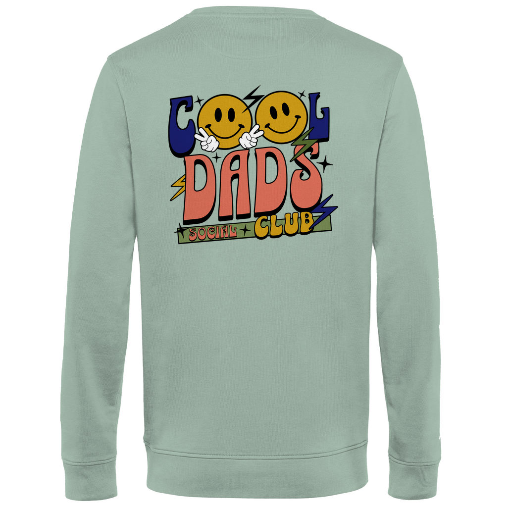 Sweatshirt Herren "Cool Dads Social Club" aus Bio-Baumwolle in Sage mit auffälligem Backprint – modisches Statement für Väter mit Haltung