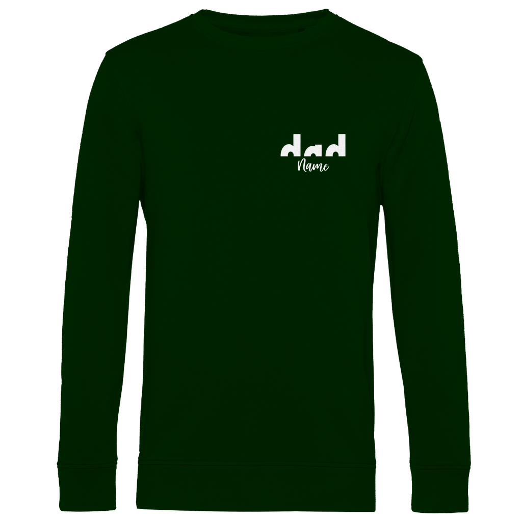 Sweatshirt Herren – Proud Dad Design aus Bio-Baumwolle, personalisierbar mit den Namen deiner Kinder, in Farbe dunkel Grün