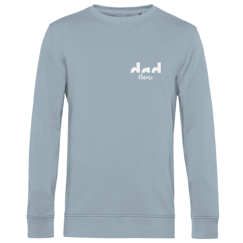 Sweatshirt Herren – Proud Dad Design aus Bio-Baumwolle, personalisierbar mit den Namen deiner Kinder, in Farbe Hellblau
