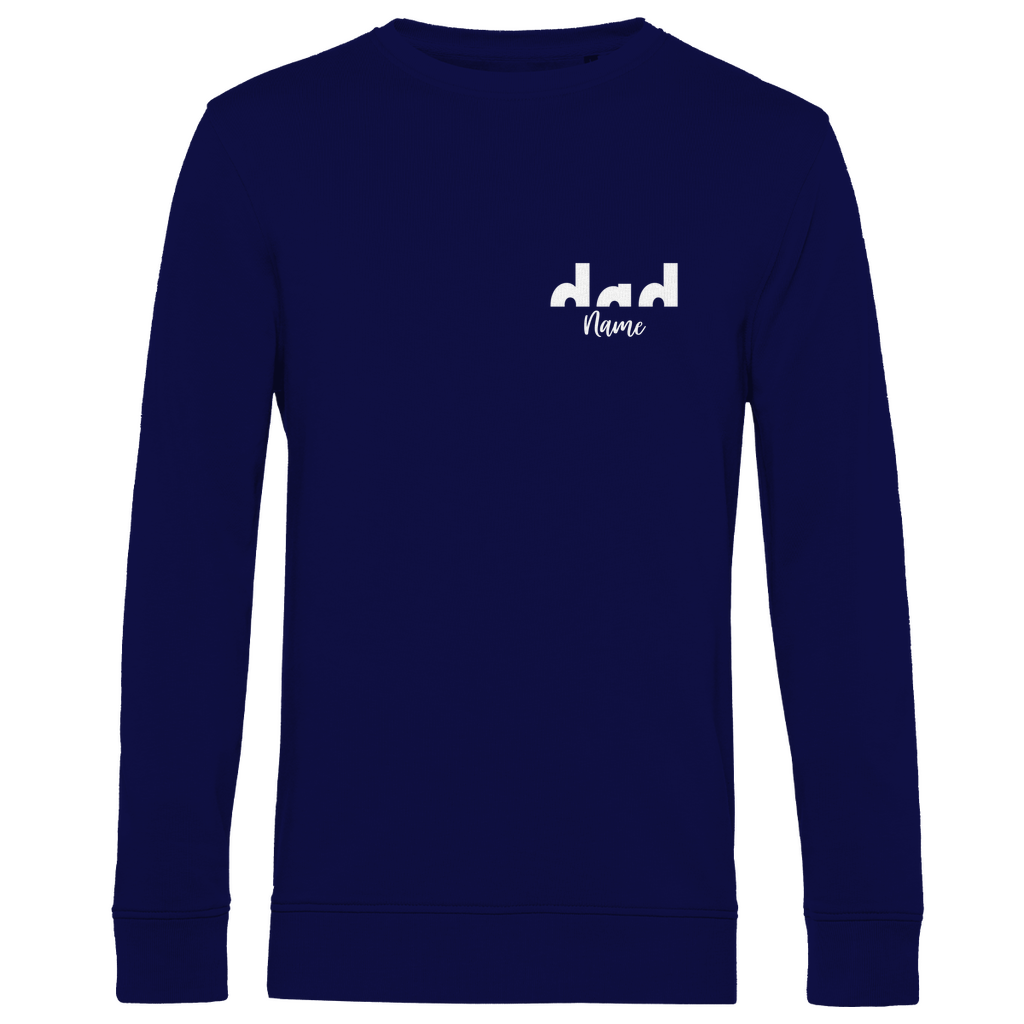 Sweatshirt Herren – Proud Dad Design aus Bio-Baumwolle, personalisierbar mit den Namen deiner Kinder, in Farbe Navy Blau