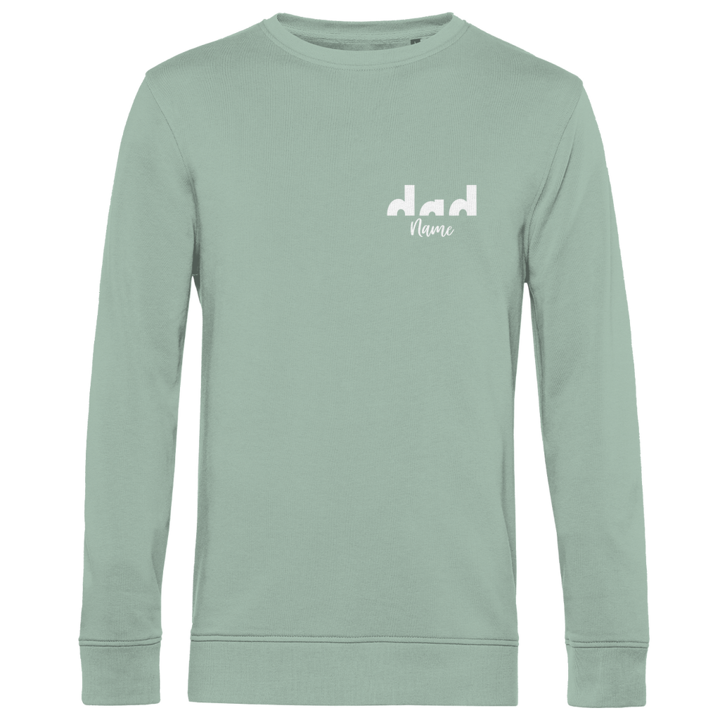 Sweatshirt Herren – Proud Dad Design aus Bio-Baumwolle, personalisierbar mit den Namen deiner Kinder, in Farbe Sage