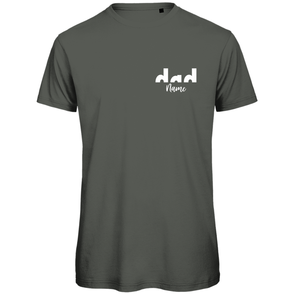 T-Shirt Herren – Proud Dad Design aus Bio-Baumwolle, personalisierbar mit den Namen deiner Kinder, in Farbe Khaki