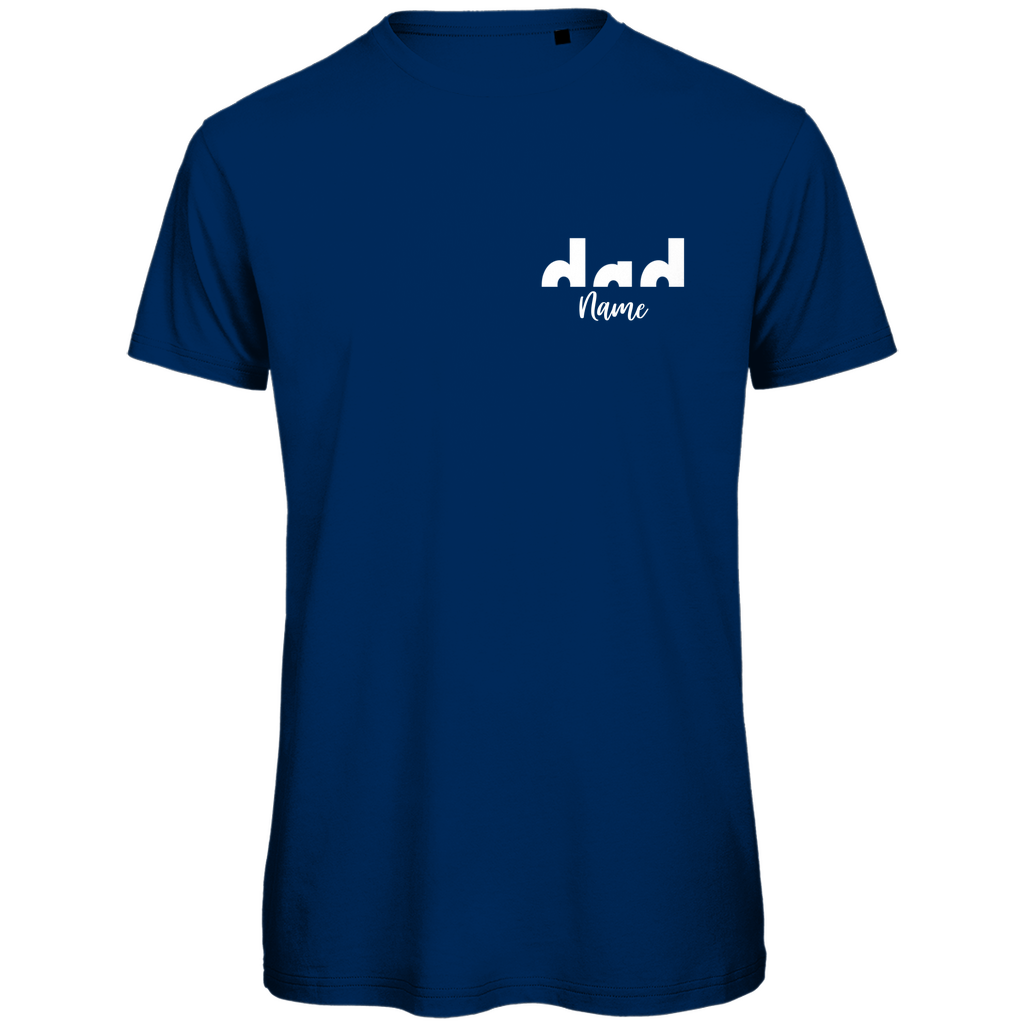 T-Shirt Herren – Proud Dad Design aus Bio-Baumwolle, personalisierbar mit den Namen deiner Kinder, in Farbe Navy