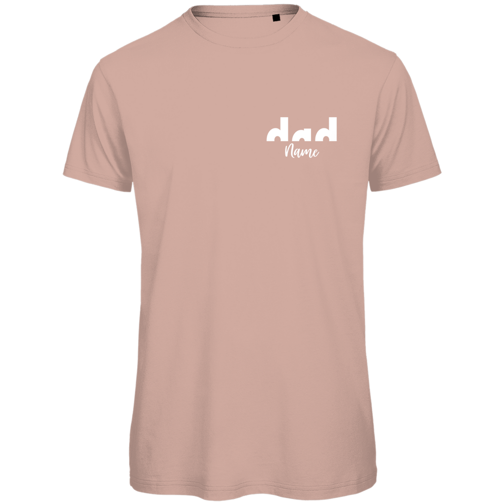 T-Shirt Herren – Proud Dad Design aus Bio-Baumwolle, personalisierbar mit den Namen deiner Kinder, in Farbe Rosé