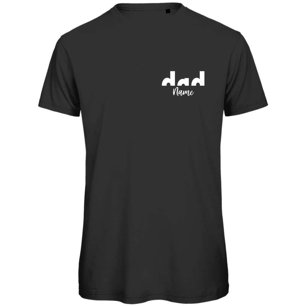 T-Shirt Herren – Proud Dad Design aus Bio-Baumwolle, personalisierbar mit den Namen deiner Kinder, in Farbe Schwarz